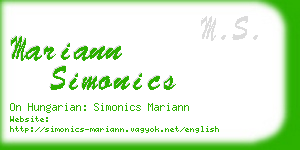 mariann simonics business card